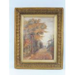 M. FELLOWS - country lane scene, watercolour, signed and dated 1909, Phillips auction label to