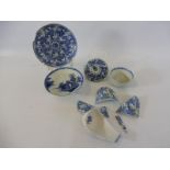 A small selection of Chinese blue and white ceramics bearing Christies labels to the bases for