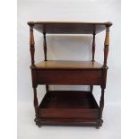 A Victorian mahogany two tier whatnot with single drawer, 21" w x 15 3/4" d x 30 1/2" h.