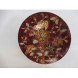 A large decorative Oriental charger of floral design, marks to base, 12 3/4" diameter.