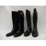 Two pairs of French black riding boots, one pair by Aigle 7 11 M.