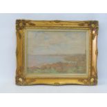 THOMAS CONN (Fl. 1905-1940) - coastal scene, oil on canvas, gilt framed, 19 1/2 x 15 3/4".