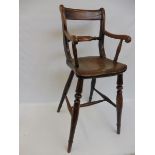 An early Victorian fruitwood, ash and elm tall child's high chair, 33 1/4" h.