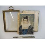 A good quality portrait miniature, of an elegant lady with a lace ruff, damaged, the miniature 3 1/4