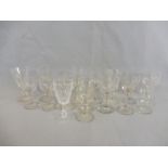 A small selection of 19th Century and later drinking glasses, including one early with engraved