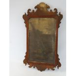 A Georgian 'Chippendale' mahogany wall mirror with mercury plate, 15 x 26".