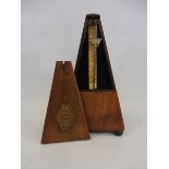 A French mahognay cased metronome bearing plaque for Selon Maelzel.