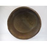 A large 19th Century verdigris brass preserve pan or planter, 34 3/4" diameter.