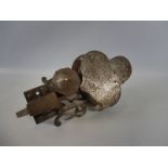 An early 18th Century country house steel chased 'bullnose' lock and key, with engraved design, 8"