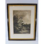 A framed and glazed Norman Hirst engraving 'The Young Cottager', from a Gainsborough painting, 23