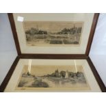 Richard Winter - a pair of large oak framed black and white engravings, landscape scenes, each 39