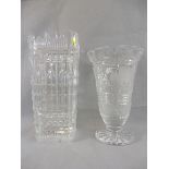 A Waterford Crystal tall flared vase produced to commemorate 75 years of 'Service to Her Country' by
