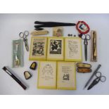 A quantity of assorted collectables to include early scissors, gold mounted cheroot holder etc.