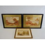Edith Cox - cottage scene, watercolour, circa 1900, signed lower right, 16 x 13", plus a pair of