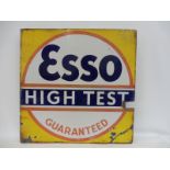 An Esso High-Test Guaranteed double sided enamel sign with hanging flange, 22 x 22".