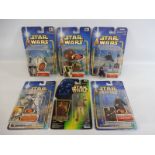 Six Star Wars Attack of the Clones carded figures, to include Boba Fett, Yoda etc, cards in very