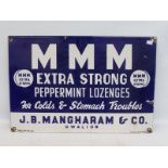A Continental made rectangular enamel sign advertising M M M extra strong peppermint lozenges, 17