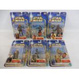 Six Star Wars Attack of the Clones carded figures in very good condition, to include Chewbacca.