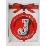 A Jones' Sewing Machines double sided enamel sign with hanging flange by Protector of Eccles, in