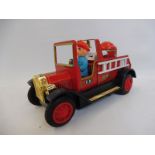 A boxed Bandai part tinplate fire engine.