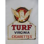 A 'Turf' Virginia Cigarettes die-cut double sided enamel sign, 17 3/4 x 20".