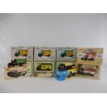 Six boxed Corgi Classics models to include a Thornycroft bus, NSPCC Bedford van etc.