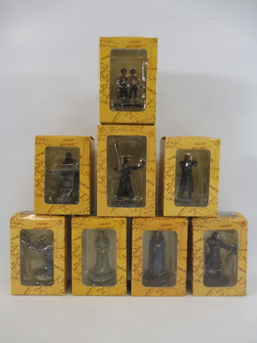 Eight boxed Lord of the Rings collectable figures.