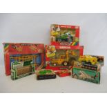 Seven boxed Britains farm models, mainly 1970s/1980s rainbow pack, including Deutz Farr heavy