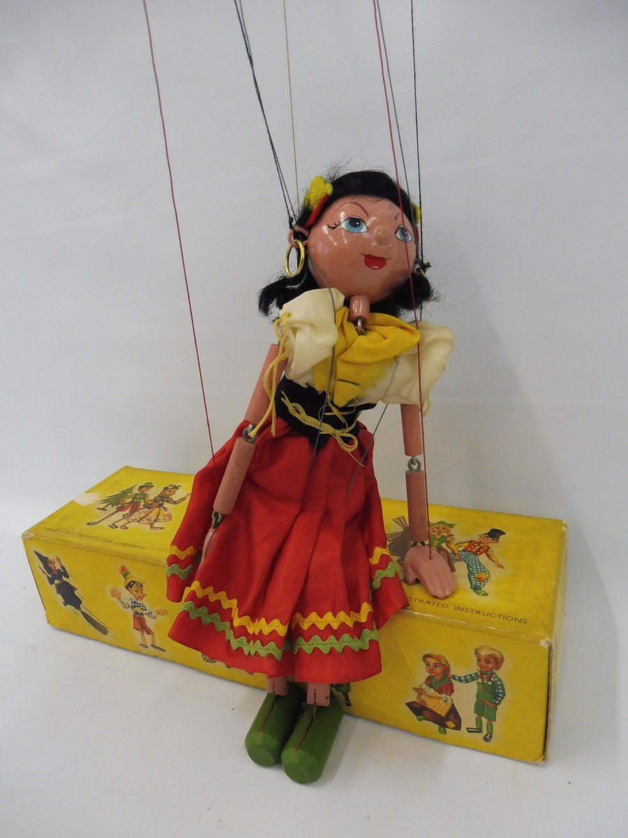 A boxed Pelham puppet 'Gypsy', late 1960s in original box, all wooden construction and nicely - Image 12 of 15