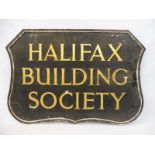 A Halifax Building Society shaped double sided aluminium sign, 34 x 23 1/2".