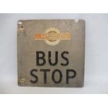 A Midland Red Bus Stop double sided aluminium advertising sign, 13 x 13".