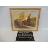A framed and glazed Eric Bottomley print of a locomotive under full steam plus a reproduction