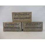 Three boxes of Parowax, manufactured by Anglo American Oil Company Limited.