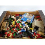 A box of Lego and Megablocks.