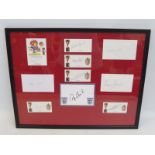 A collection of original 1966 England World Cup signatures comprising six originally signed on cards