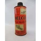 A Delco Shock Absorber Oil cylindrical quart can in good condition.