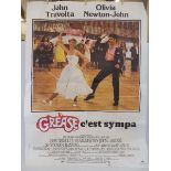 A large cinema edition poster for Grease, French edition, folded, 45 x 64".