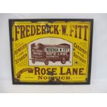 A Frederick W. Fitt of Norwich pictorial enamel sign by Chromo of Wolverhampton, good original