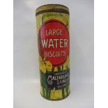 A Macfarlane Lang & Co. Limited cylindrical tin for 'Large Water Biscuits' bearing Royal crest and