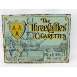 A good Wills 'Three Castles' Cigarettes of Bristol part pictorial double sided enamel sign with