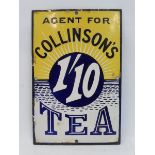 A Collinson's Tea rectangular enamel sign of small size, couple of minor parts retouched, 8 x 12".