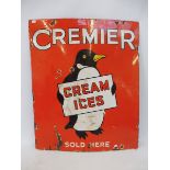 A Cremier 'Cream Ices' pictorial enamel sign depicting a penguin to the centre, 20 x 24".