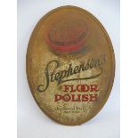 A Stephenson's Floor Polish oval tin easel display sign, 8 3/4 x 12 3/4".