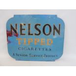 A double sided tin advertising sign, to one side showing Senior Service, the other Nelson Tipped