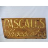 An early Pascall's Chocolates wooden shop sign with large gilded lettering, 44 x 20".