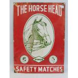 A reproduction Wimco Horse Head Safety Matches rectangular enamel sign, 9 3/4 x 13 1/2".