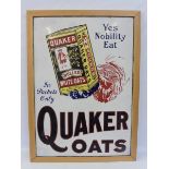 A Quaker Oats pictorial enamel sign, framed, some minor restoration, 26 1/4 x 36".
