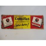 A Kensitas Fine Cigarettes pictorial tin advertising sign, 20 x 6 3/4".