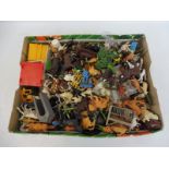 An interesting and large quantity of mainly Britains plastic farm, including animals, human