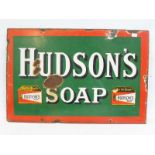 A small Hudson's Soap rectangular enamel sign, 18 x 12",